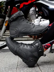 Men's Motorcycle Riding Shoes Waterproof Outdoor Footwear Motocross Boots Anti-Slip Racing Shoes, Durable Motorbike Footwear for Safe Travel