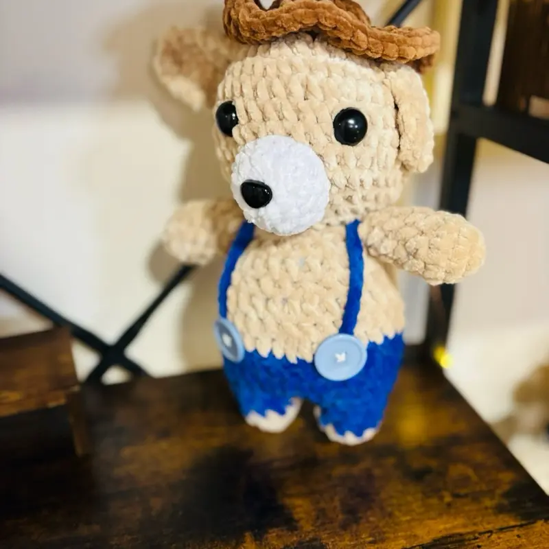 Handmade Crochet cowboy dog