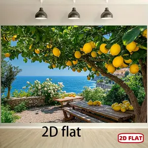 1pc 2D Flat Banner, Embrace the Sunshine Charm of a Seaside Lemon Grove: Infuse Your Summer Party with Vibrancy and Freshness, Perfect for Outdoor Events or Beach Weddings to Showcase Nature's Beauty Ornaments Decor
