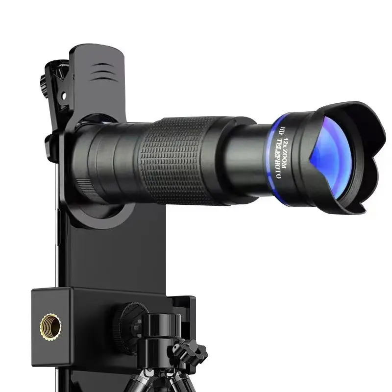 12X Adjustable Zoom Lens for Smartphones - Universal Clip-On Telescope with 12MP HD Photography for Travel & Wildlife Mobile Phone Lens