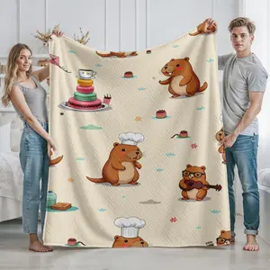 Adorable Cartoon Hamster Blanket with Chef and Musician Prints  Cozy Throw for Living Room and Bedroom  Perfect Gift for Food Lovers and Music Enthusiasts  Ideal for Housewarming  Birthday  Christmas  and Holiday Seasons  Soft and Warm Decor for Home Use