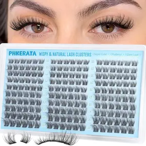 PHKERATA Wispy Lash Clusters Natural Eyelash Clusters 180Pcs Cluster Eyelash Extensions C Curled Cluster Lashes DIY Individual Lashes Soft Eye Lash Extension with Ultra-thin Band, 10-16MM