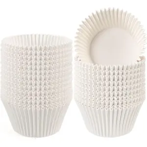 Jumbo Cupcake Liners White Muffin Baking Cups 300-Count, No Smell, Food Grade, Upgraded Grease-Proof Paper (White) Bakeware Utensils