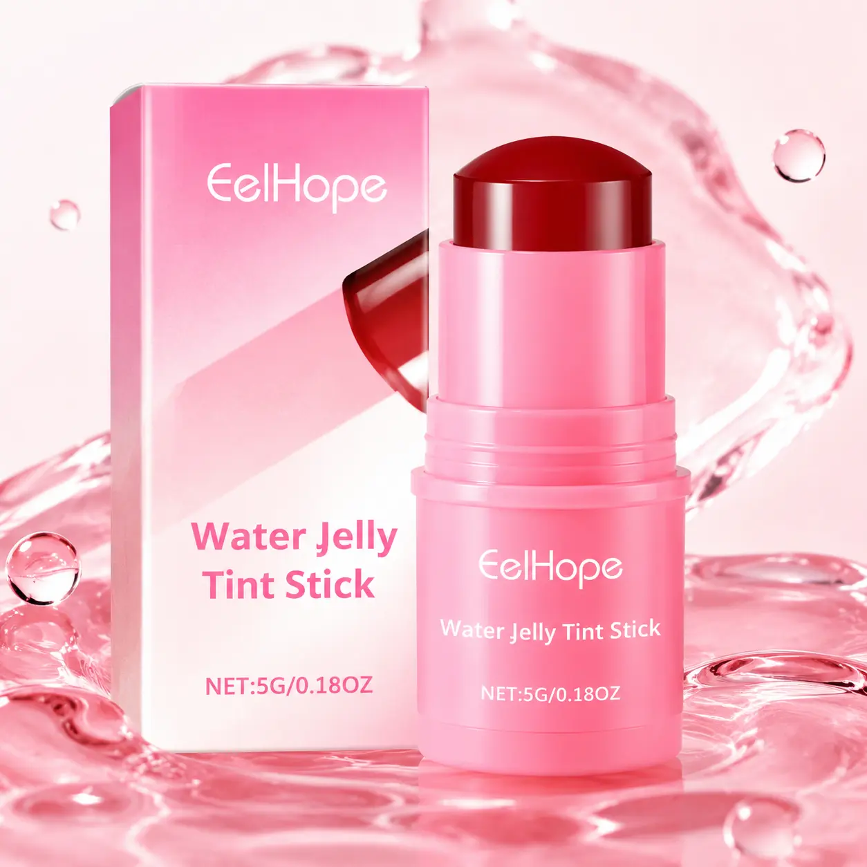 Water Jelly Lip & Cheek Tint Stick, Hydrating Dewy Blush Makeup Balm, Natural Flush Color, Multi Use Makeup Stick for Women