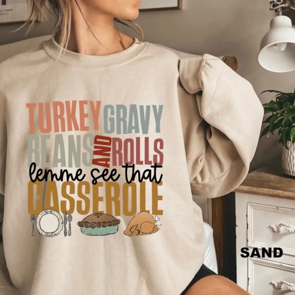 11” DTF Direct to Film Transfer - Turkey Casserole Design Clothing Womenswear