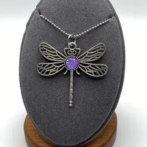 Rear-View Mirror Charm-Butterfly with Purple Glass Inlay