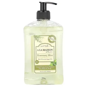 A La Maison de Provence Liquid Soap For Hand & Body, Rosemary Mint, 16.9 fl oz (500 ml)