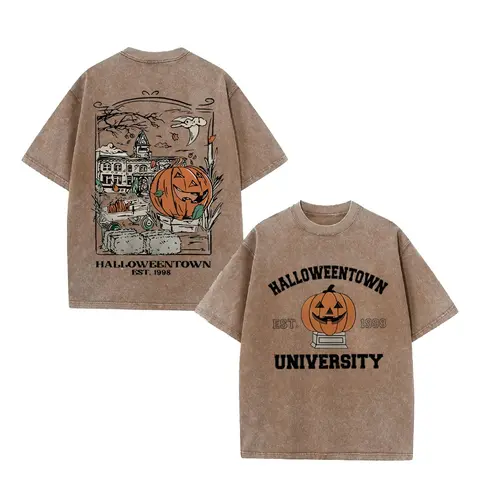Halloweentown University EST.1998 Vintage Washed T-Shirt – Retro Pumpkin Halloween Graphic Tee, Fall Season Casual Wear, Gift For Halloweentown Movie Nostalgia Fans