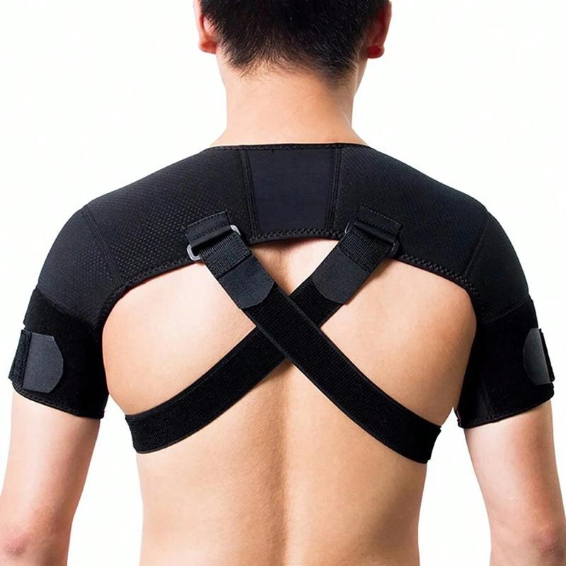 Adjustable Sports Shoulder Support Straps - Cross-Back Design for Back Pain Relief, Durable Nylon & Neoprene Material,Healthcare Tool
