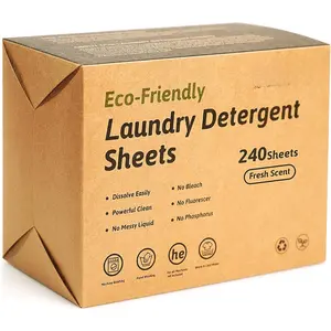 Laundry Detergent Sheets -  240 Count, No Plastic Jug, Liquidless Technology,  for Home, Dorm, Travel, Camping - Hand Washing, Clean, No Mess, Fresh Scent