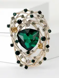 Elegant Forest Style Jade Shawl Clip, Embellished Pin Brooch, Fashion Accessory, Women's Banquet Set & Evening Gown Luxury Accessory