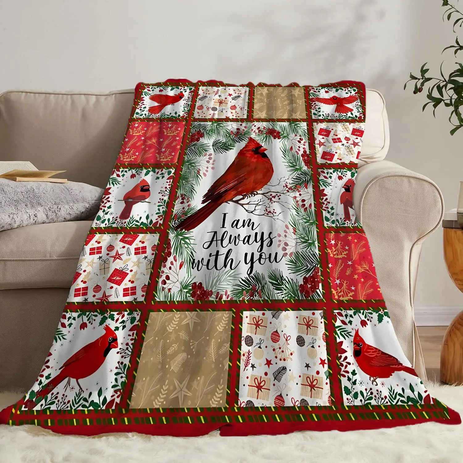 Cardinal Pattern Gravity Blanket, Soft Warm Throw Blanket, Air Conditioned Room Blanket, Warm Nap Blanket for Home Office Travel, Cozy Chic Blanket