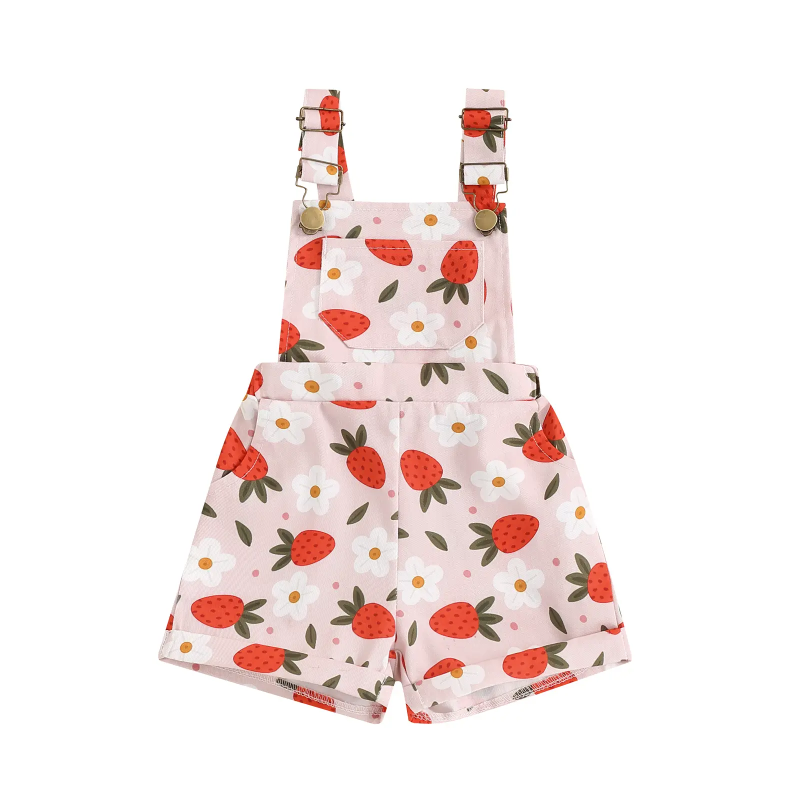 Canrulo Toddler Baby Girl Clothes Summer Short Overalls Strawberry Flower Romper Jumpsuit Shorts Cute Girls Outfit