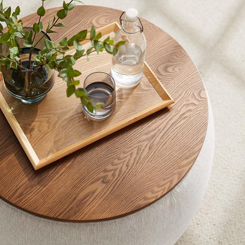 Modway Perla Upholstered Fabric Storage Ottoman in Ivory Fabric