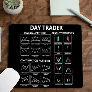 Day Trader Candlestick Patterns Square Mouse Pad, Stock Trading Chart Desktop Decorative Protective Pad, Rubber Anti-Slip Lockedge Work Pad, Small Size Suitable for Laptop, Desktop Computer Games, Work, Home, Office