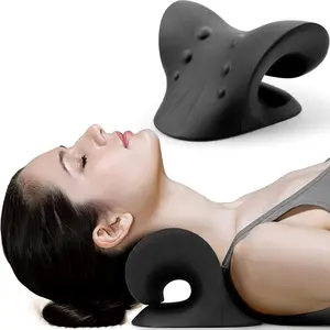 Neck and Shoulder Relaxer, Temporomandibular Joint Pain Relief, Cervical Spine Adjustment, Massage Pillow, Neck Stretcher, Black