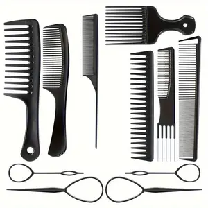 11 Piece Women Hair Comb Set Professional Barber Combs Curly Hair Styling Comb for All Hair Types Styles Fashion Accessories