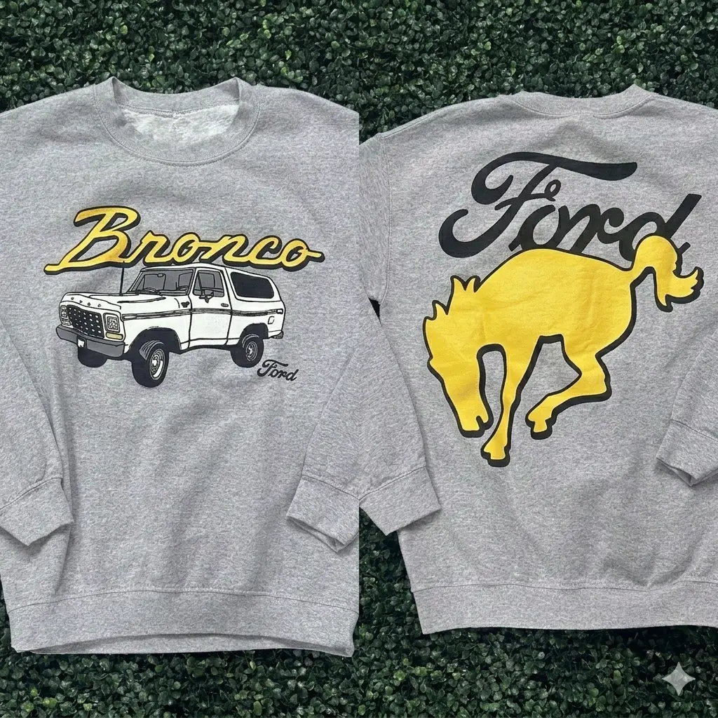 Original Ford Bronco Two Sided Crewneck Sweatshirt, Vintage Ford Bronco Graphic Pullover, Retro SUV Lover Unisex Sweatshirt, Classic Off Road Truck Gift