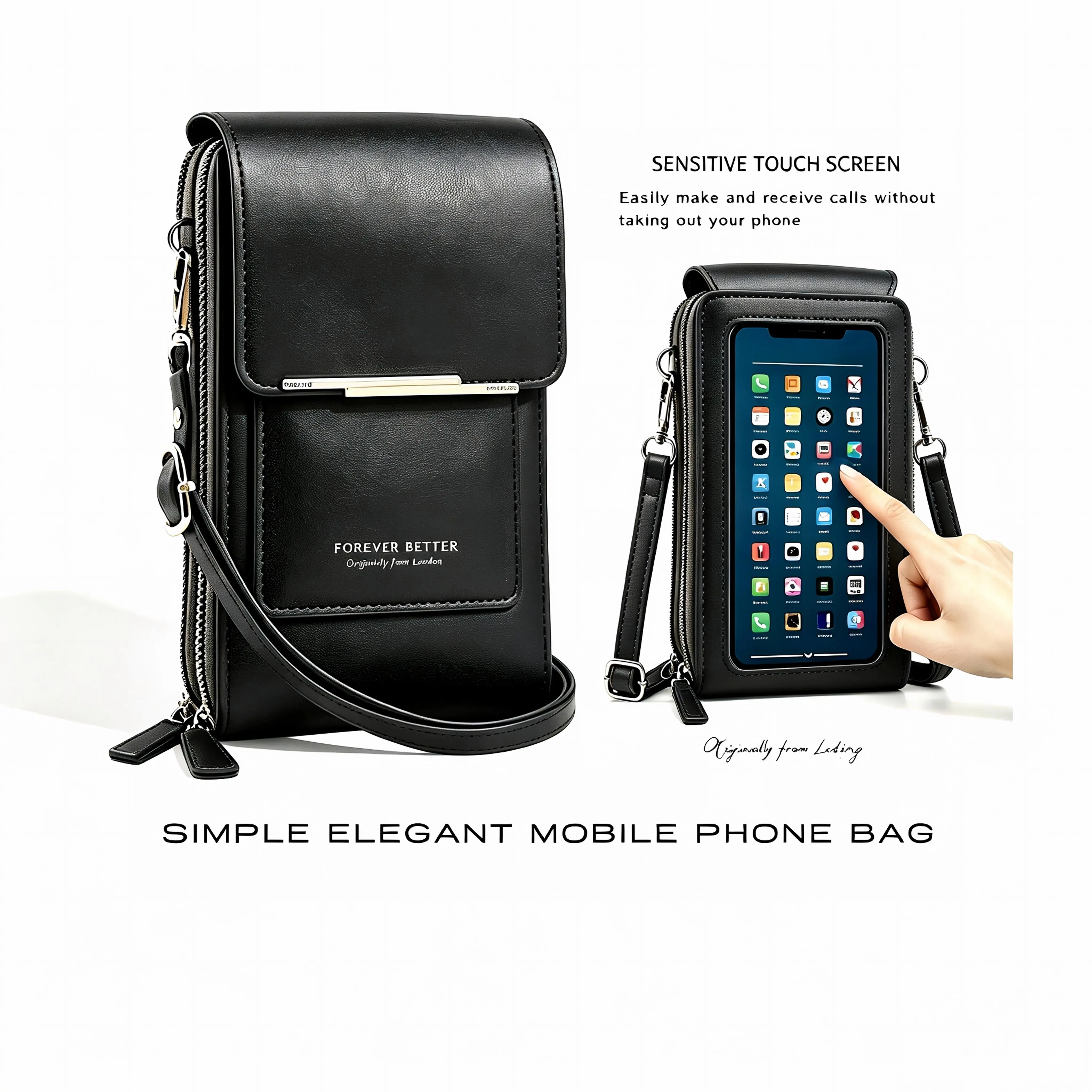 2026 Trendy Minimalist Elegant Women's Touchscreen Crossbody Phone Wallet - Multi-Card Slots, Coin Pouch, Adjustable Strap, Water-Resistant | Crossbody Bags for Women, Everyday Purse | Shopping/Travel Must-Have Accessory, Gift Option