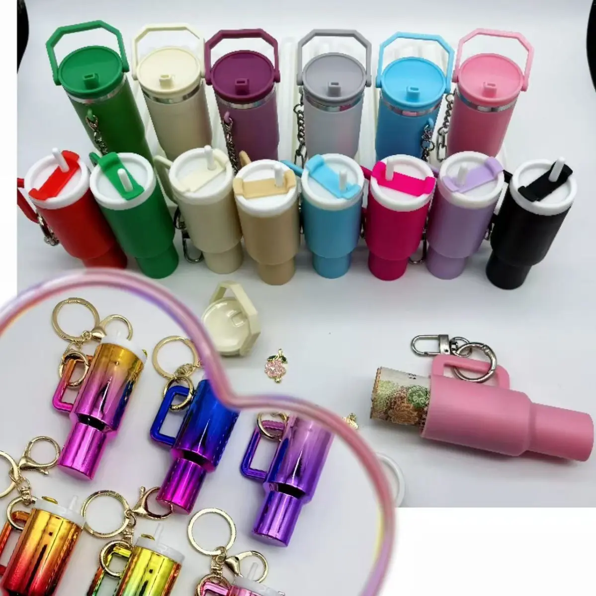 Mini Cup Tumbler Keychain - Cute Mini Cup Chapstick Holder, Portable Lip Balm Accessory for Women Girls