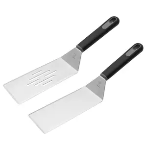 Henckels BBQ Griddle Spatula Set, 2-pc Stainless Steel Grill Spatulas for Heavy Duty Outdoor Cooking, Dad Camping