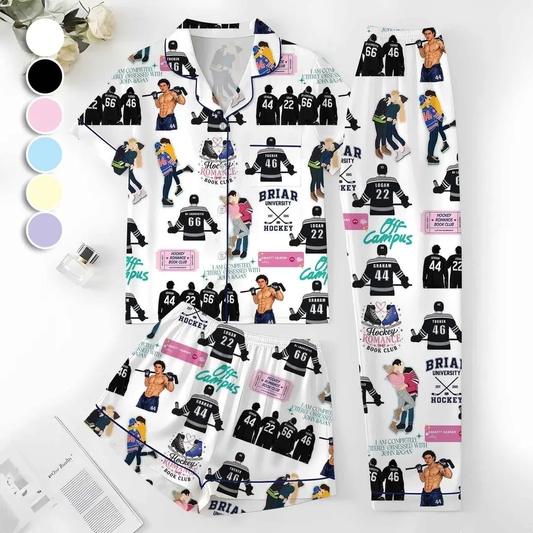 Off Campus Satin Pajamas, Bookish Romance Pajama Set, Hockey College Romance Sleepwear, Off Campus Bookish Apparel, Book Lover Gift