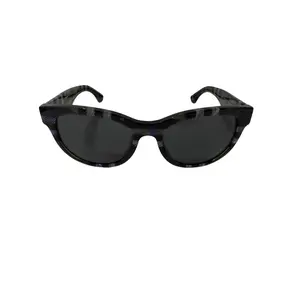 Pre-owned Burberry BE4432U Round Frame Checked Sunglasses