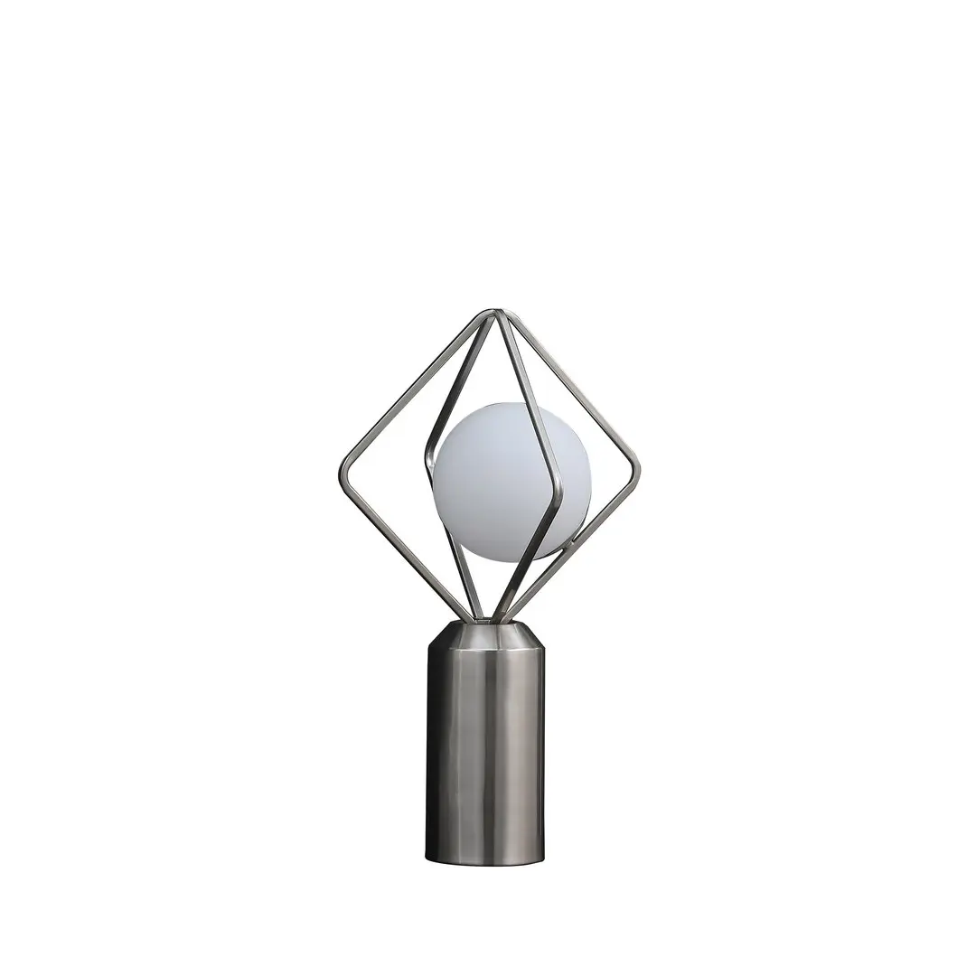 19.5 in Ernst Minimalist Cylindrical Silver Metal Table Lamp with LED Bulb, Silver Cord, On/Off Switch, 110-120v Input Voltage - Home Improvement Indoor Lighting Fixture for Interior Design