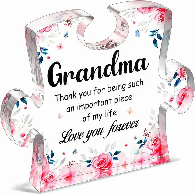 Acrylic Puzzle Shaped Decoration, Home Office Desktop Ornaments, Creative Gift for Grandmother
