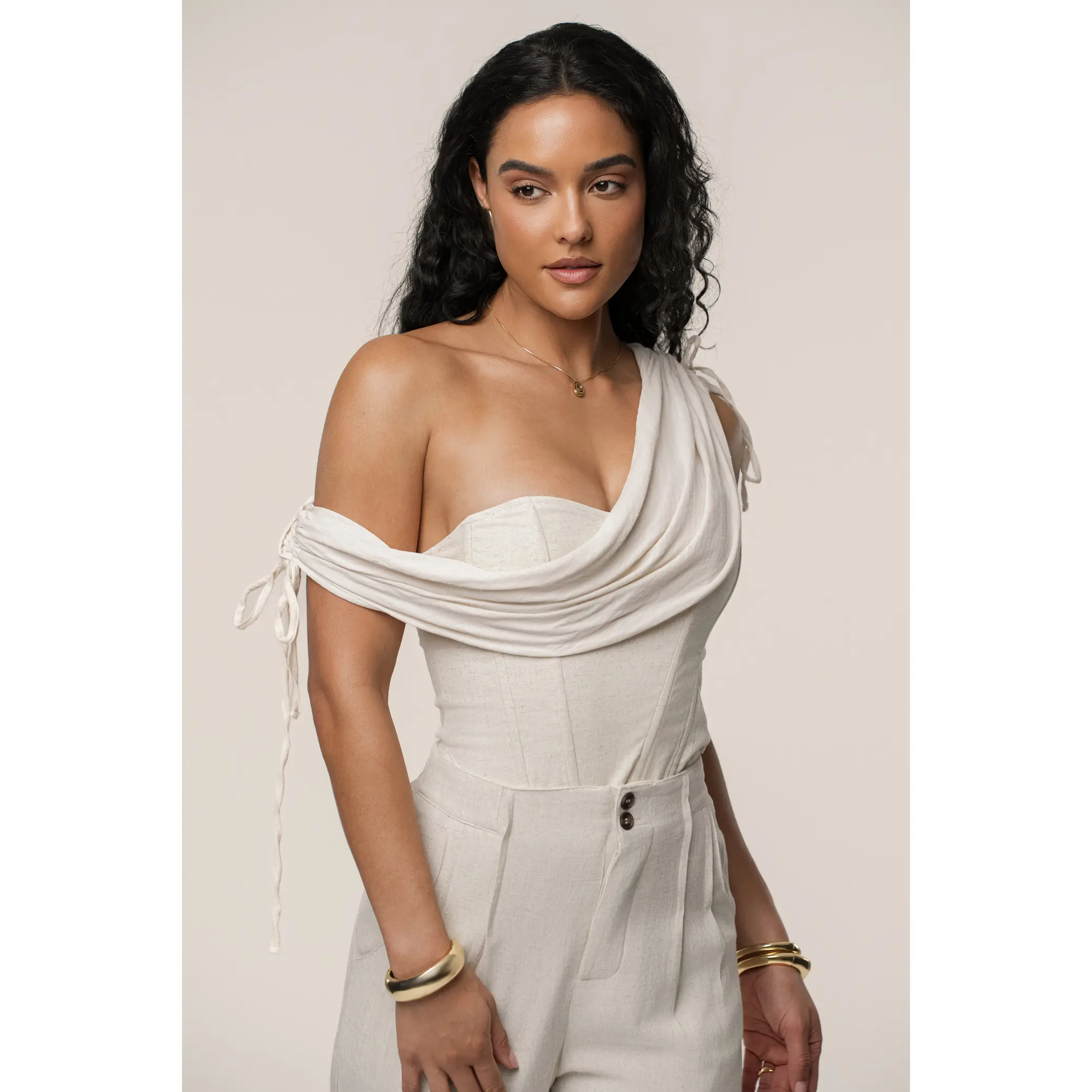 Natural New Obsession Draped Top - TikTok Shop