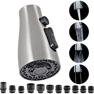 Kitchen Faucet   4 Modes, Pull Down Faucet Sprayer  Nozzle Kitchen Sink Faucet  with 11 Adapters (Nickel)