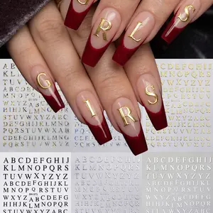 6 Sheets Large Capital Letter 3D Nail Stickers, Simple DIY Nail Art Decals, Nail Decoration Accessories, Easy Apply & Remove, Nail Art Design