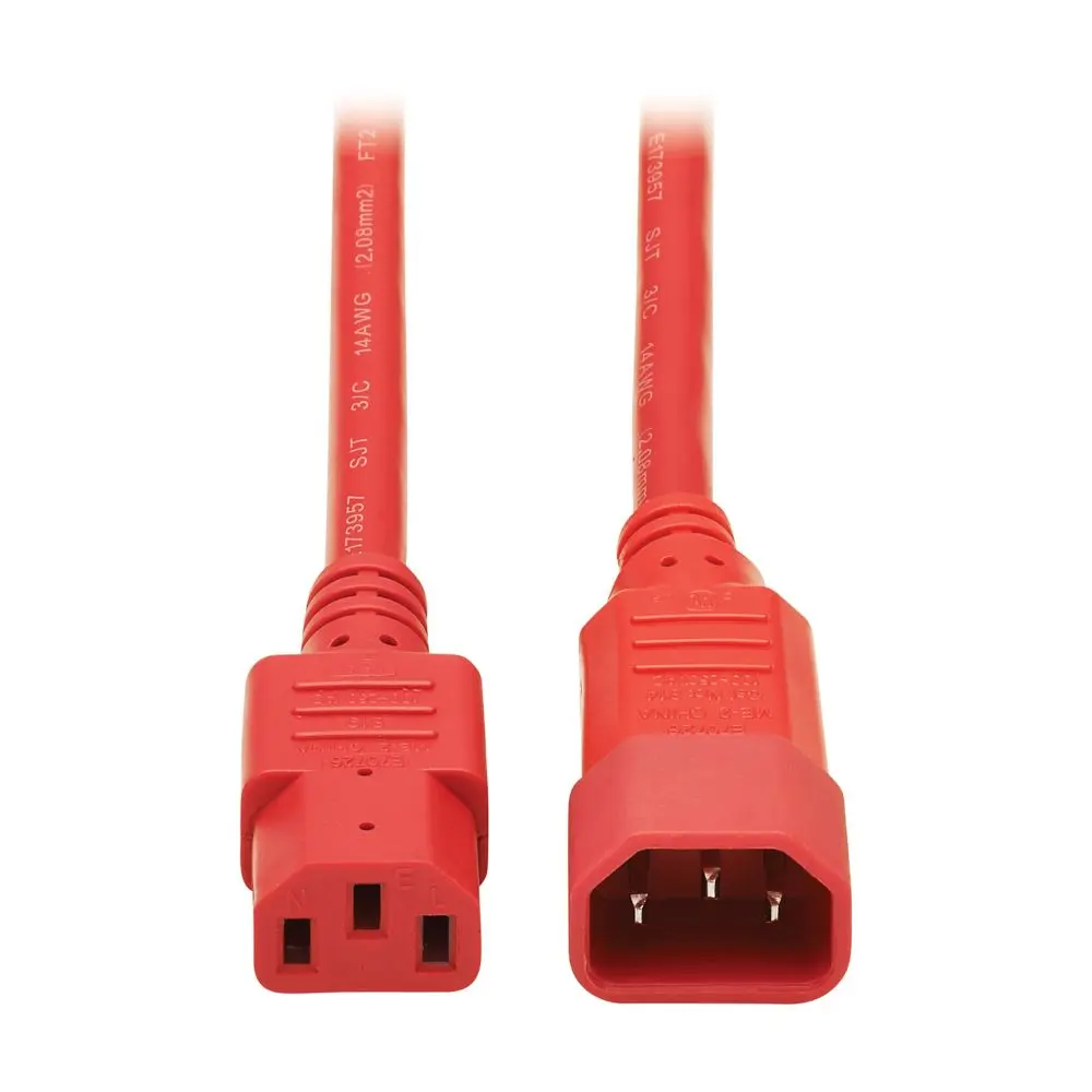 Eaton P005-006-ARD Heavy-Duty C14-to-C13 AC Power Supply Cable - 14 AWG, 15A, 6 ft (1.83 m), Red, Single Cord for Network Gear High Power Connections