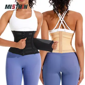 MISTHIN Latex Waist Trainer Corset, MISTHIN, Double Straps, Tight, Plus Size, Black, Body Shaper