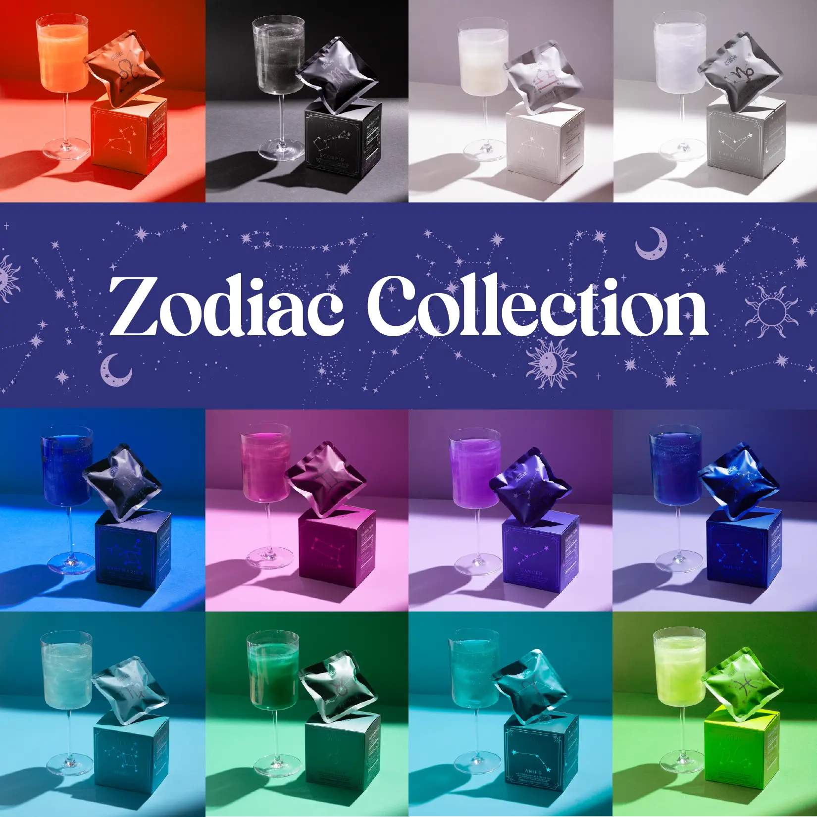 Art of Sucre Zodiac Sign Magical Glitter Bombs - Edible Glitter Cotton Candy Drink Toppings - Sweet Bombs for Magical & Sparkly Bubbly Beverages
