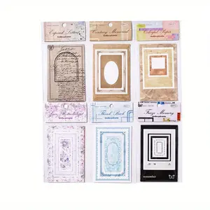 60 pieces of border die-cut stickers, pastable three dimensional stickers, retro style, DIY decorative material sticker pack.