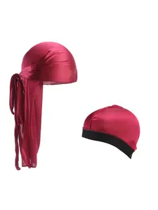 Men's Bonnet Durag Wave Cap Set, Elastic Plain Design, Breathable Outdoor Sports Home Wear, Casual Fitted Hat Combo