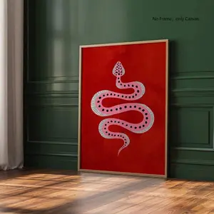 Snake Pattern Unframed Painting, 1 Count Creative Canvas Wall Art, Wall Decor for Home Living Room Bedroom Study Room, Ornaments