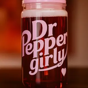 Dr Pepper Girly - Pink Bottle with Heart Design and Bold Lettering