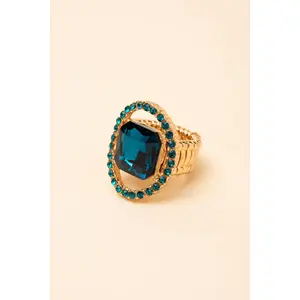 Gianna Square Crystal & Halo Stretch Ring