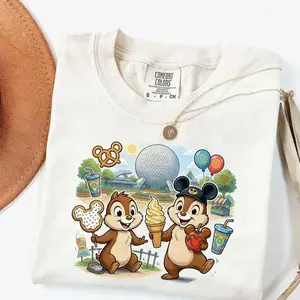 Comfort Colors Funny Chip And Dale Snack Shirt, Park Ice Cream Tee, Chip And Dale Double Trouble Vacation Apparel 805CE