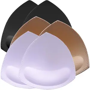 Bra Pads Inserts 3 Pairs, Sewn Edge Removable Boob Replacement Padding for Swimsuit  Fits AB, CD, DE Cups