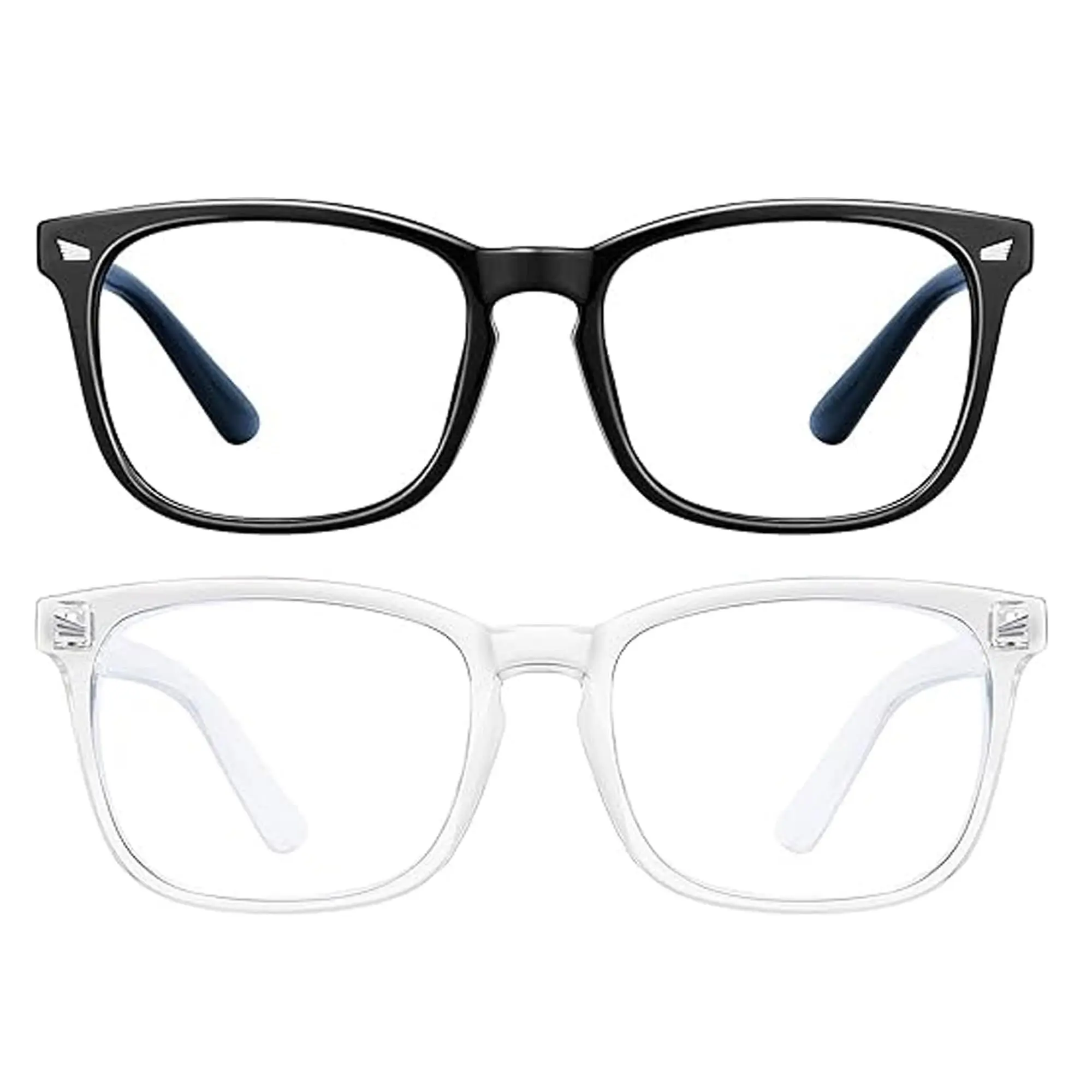 Unisex Blue Light Blocking Glasses, 2 Pack Blue Light Glasses Men,Clear Frame Square Eyeglasses Computer Gaming Screen Glasses for Men & Women