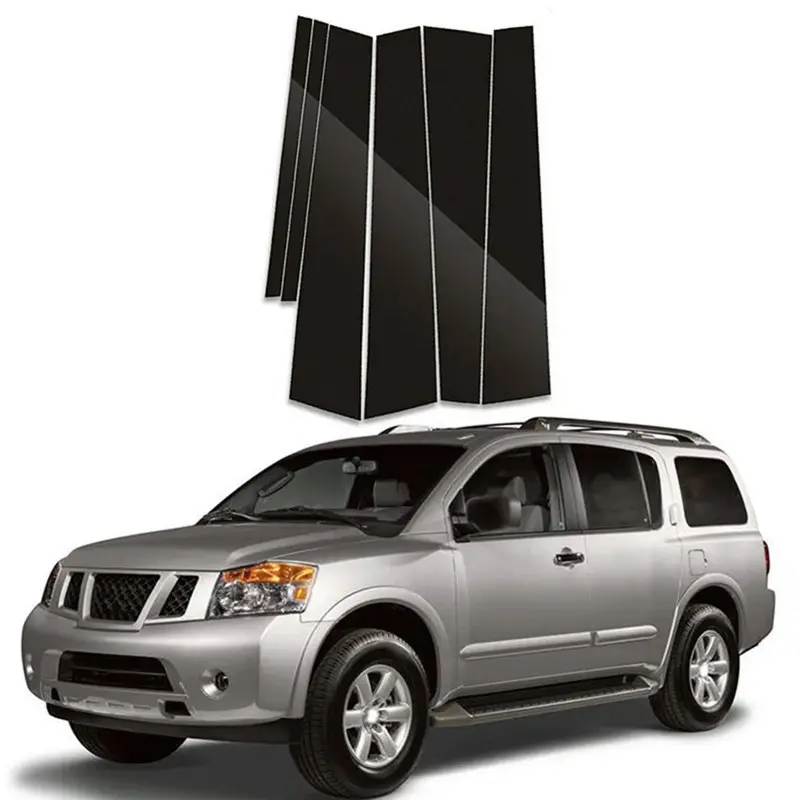 For Nissan Armada 2005-2015, 6pcs/Set Gloss Black Pillar Posts Door Side Window Cover Trim Decal Car Decorative Sticker, Automotive Decals, Car Decals