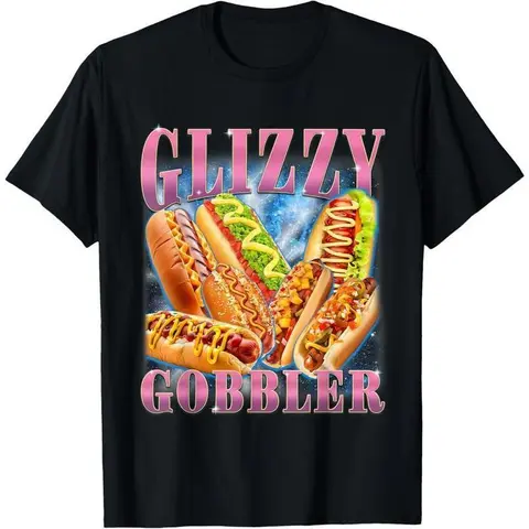Menswear Casual Soft Breathable T-Shirt - Funny Glizzy Gobbler Meme Hot Dog Lover Top, Golf Gift for Men, Sohochic