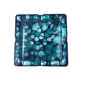 Mudita square green dots Resin Ashtray - 4x4x1 Inches - Lighter- Accessories-trinkets. Resin miscellaneous Ashtray Trays decorative outdoor resina shtray