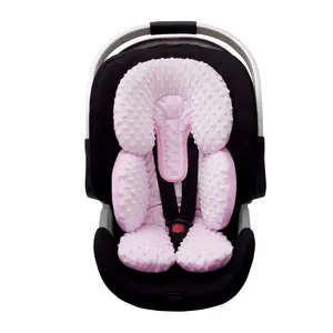 2-in-1 Reversible Infant Head Neck Body Support, Ultra-Soft Minky & Microfiber Cloth Newborn Car Seat Insert Attachment, Machine Wash Baby Items for Car Seat/Stroller, Pink Newborn Baby Stuff for Girls, Car Seat Attachment, Head Support
