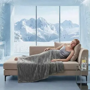 BedComfy Fleece Throw Blanket for Couch - 78.4x90.5 Super Soft 300GSM 3D Ribbed Jacquard, Double Sided Thick Fuzzy Blanket for Bed Sofa, All Season Cozy Warm,Black Dark Gray Caramel Brown