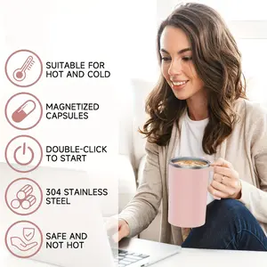 Automatic Stirring Cup with LED Temperature Display, Rechargeable Magnetic Coffee Mug, Self-Stirring Cup with Lid, Office Desk Use, Reusable, Coffee Tumbler, Drinkware