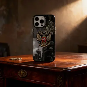 Russian Double Eagle Emblem Hard Core Military Style iPhone Full Coverage Anti-Drop Phone Case, Durable Protection for Iphones